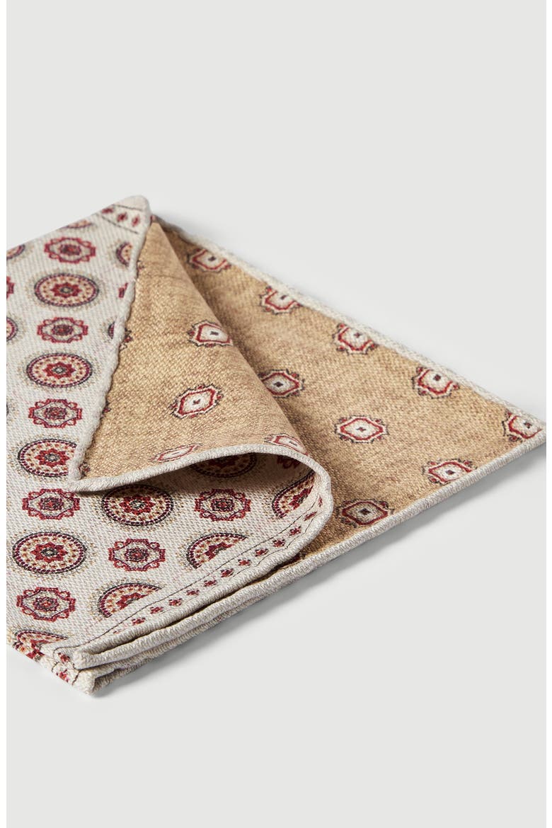 Silk pocket square with medallion design, Alternate, color, White