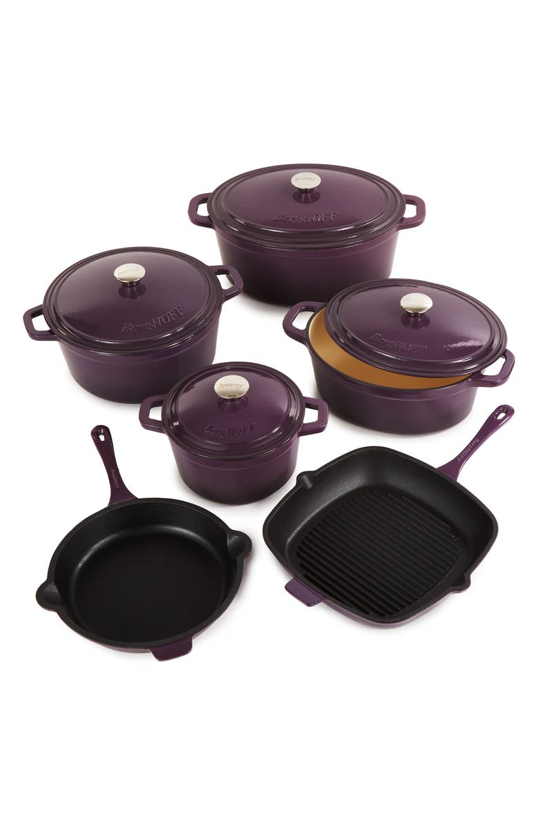 BergHOFF Neo Cast Iron 10-Piece Cookware Set, Main, color, Purple