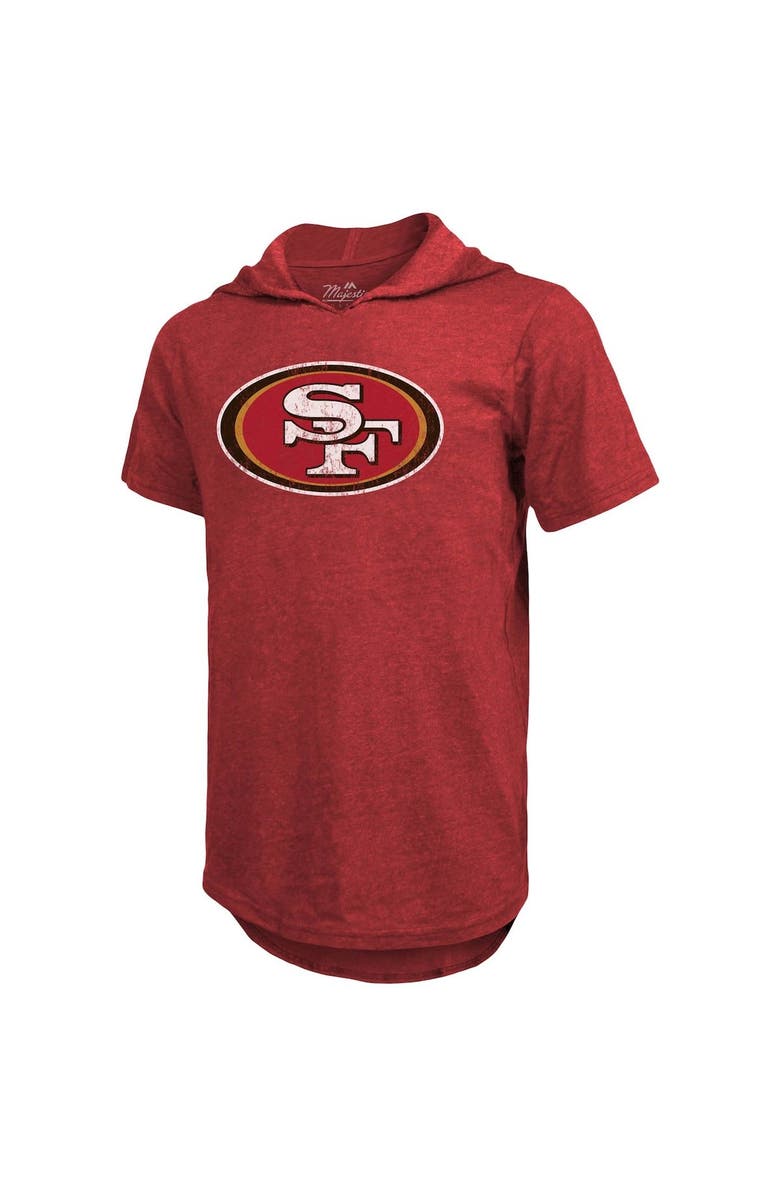 Majestic Threads Men's Majestic Threads Deebo Samuel Scarlet San Francisco 49ers Player Name & Number Tri-Blend Slim Fit Hoodie T-Shirt, Alternate, color, 