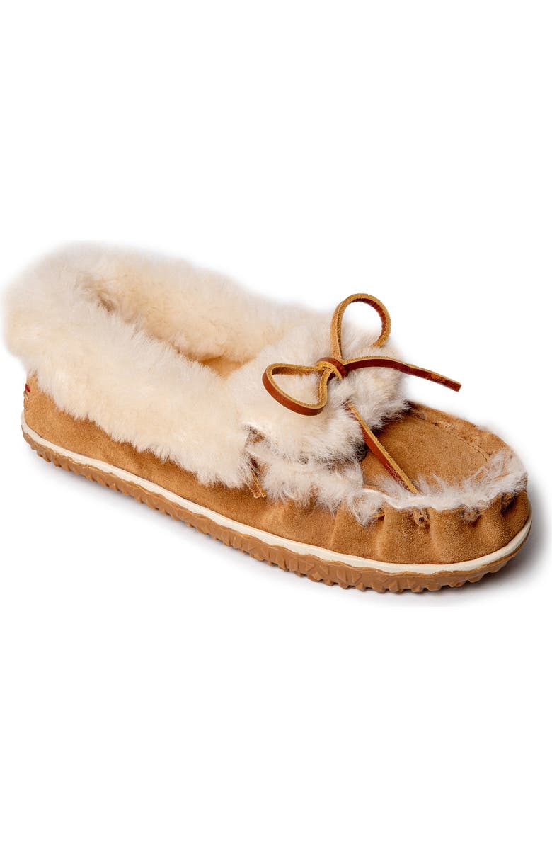 Minnetonka Ultimate Genuine Shearling Slipper, Main, color, Tan