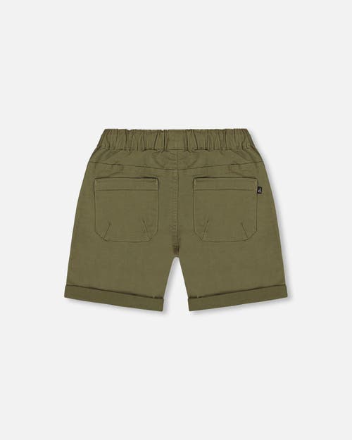 Deux Par Deux Little Boy's Stretch Twill Short Dark Olive Green In Dark Olive Green