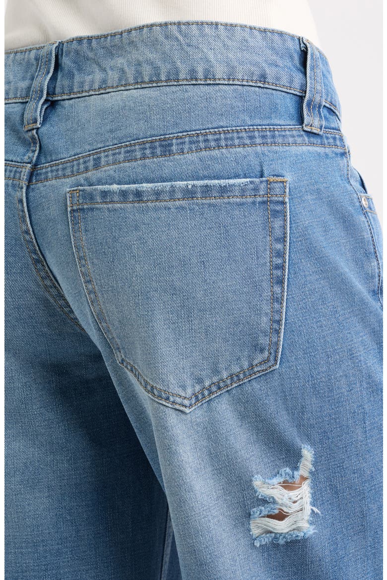 Low Rise Forward Seam Relaxed Straight Leg Ripped Jeans, Alternate, color, MEDIUM DISTRESS