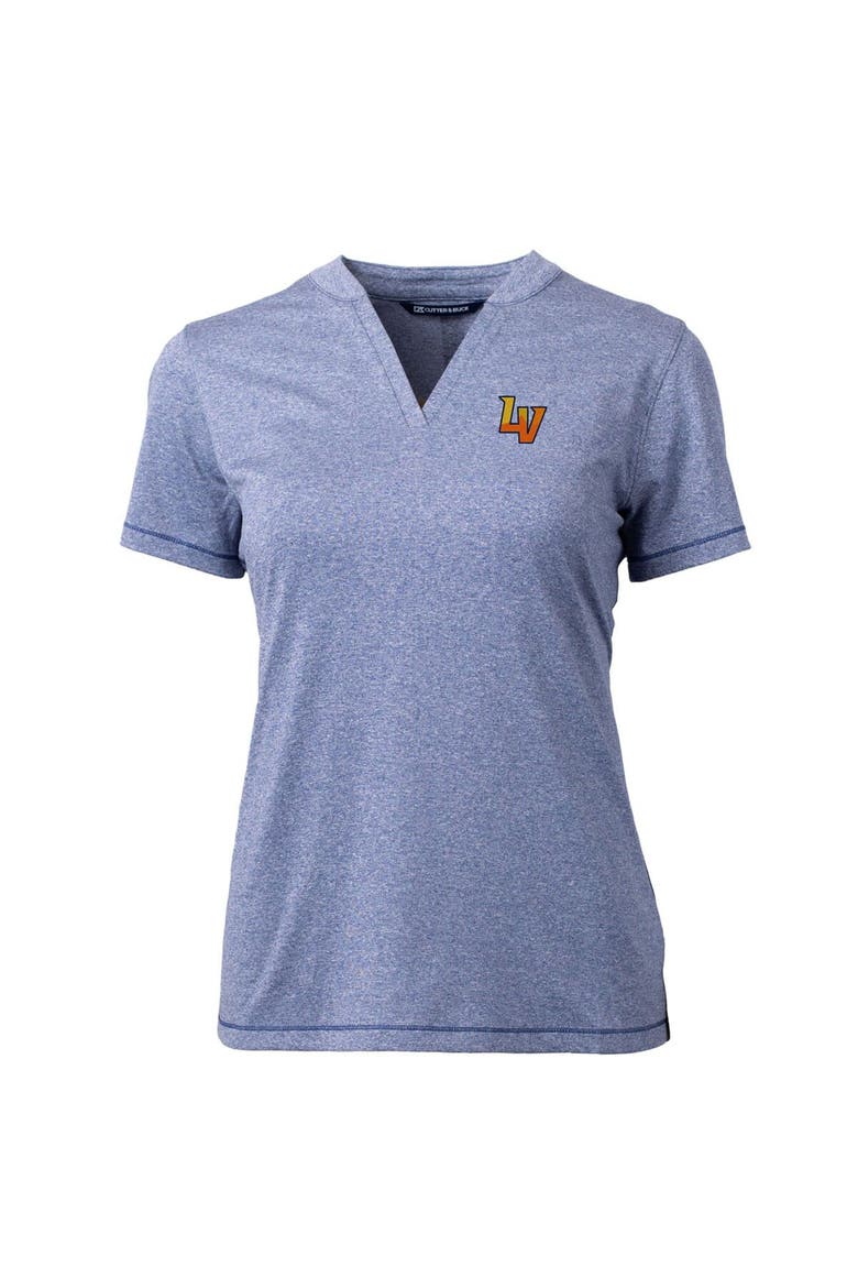 Women's Cutter & Buck  Heather Navy Las Vegas 51s Forge DryTec Heathered Stretch Blade Top, Alternate, color, Heather Navy