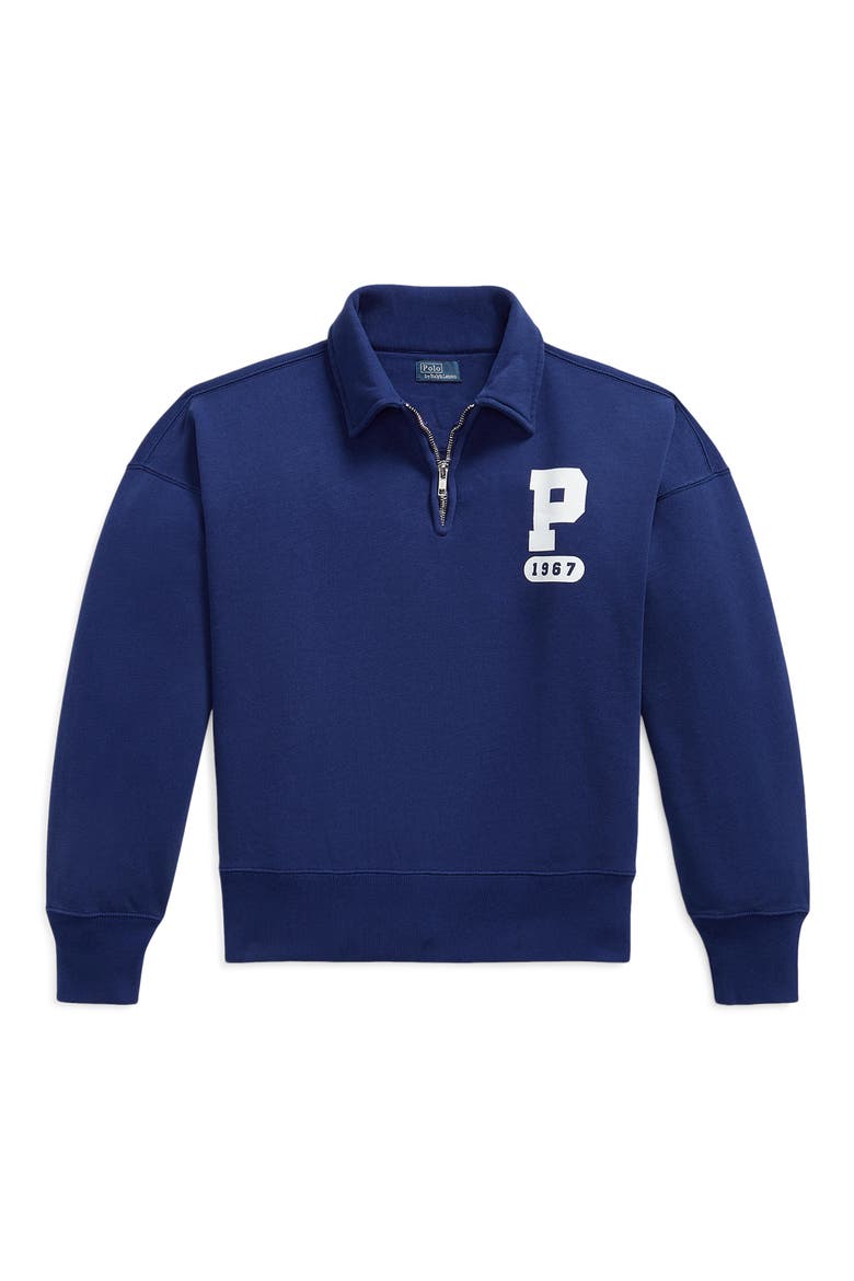 Quarter Zip Graphic Sweatshirt, Alternate, color, FALL ROYAL
