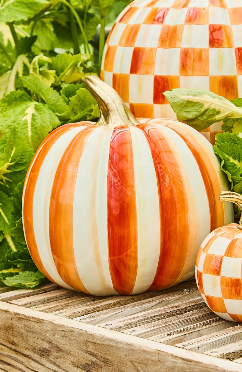 MACKENZIE CHILDS Orange Stripe Medium Pumpkin, Alternate, color, Orange