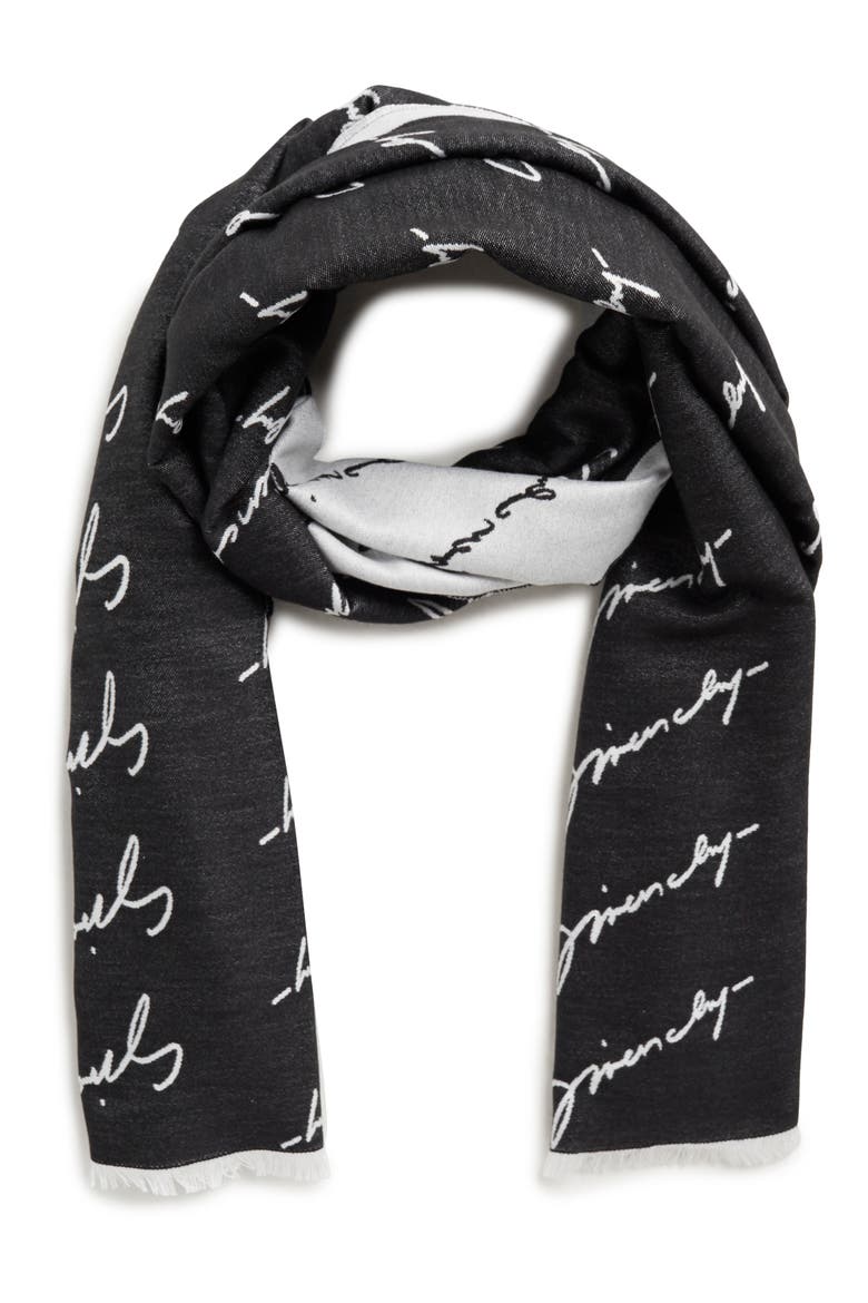 Script Logo Silk Scarf, Main, color, BLACK WHITE