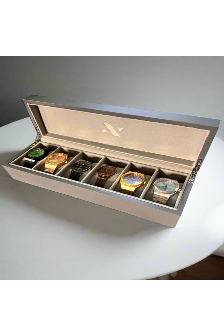 Elite Six Slot Collectors Watch Display Case, Alternate, color, Grey