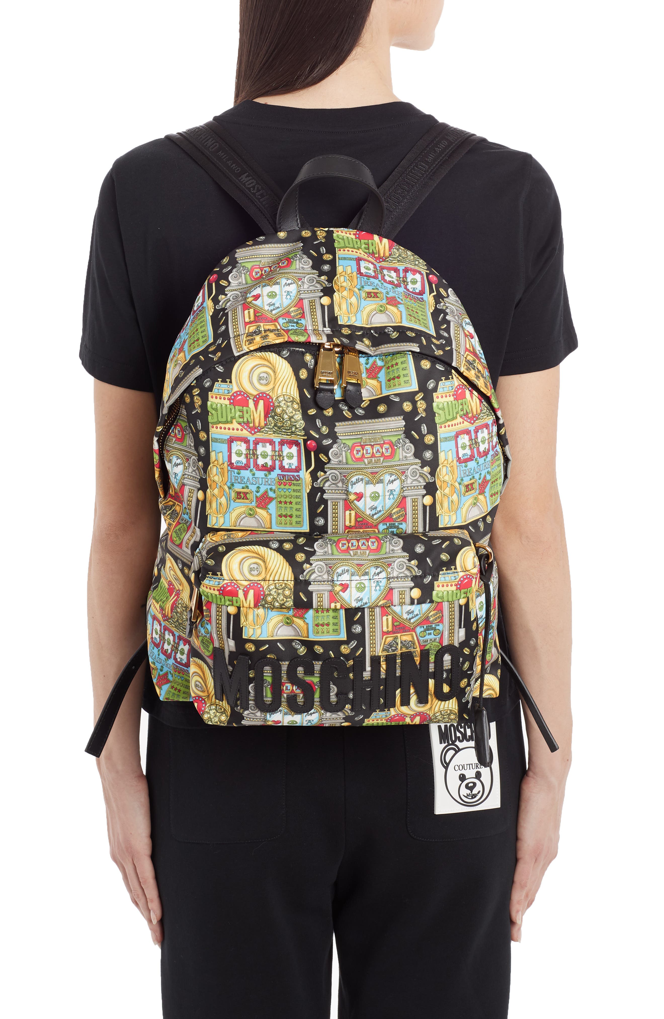 Moschino Jackpot Logo Backpack, Alternate, color, 