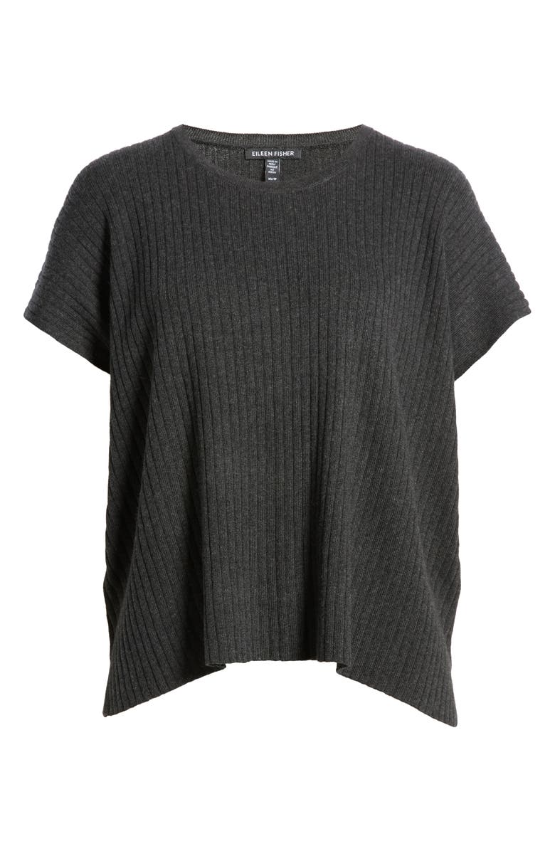 Eileen Fisher Short Sleeve Organic Cotton Blend Rib Top, Alternate, color, 