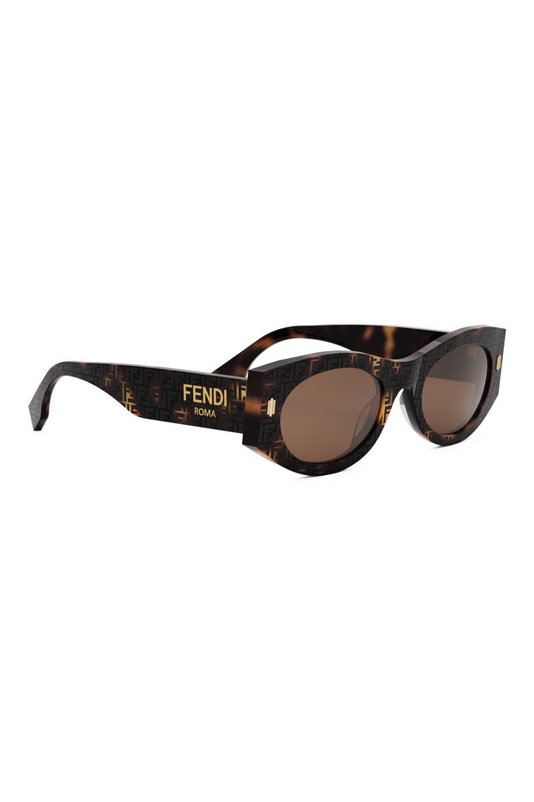 'Fendi Roma 52mm Oval Sunglasses, Alternate, color, HAVANA / BROWN