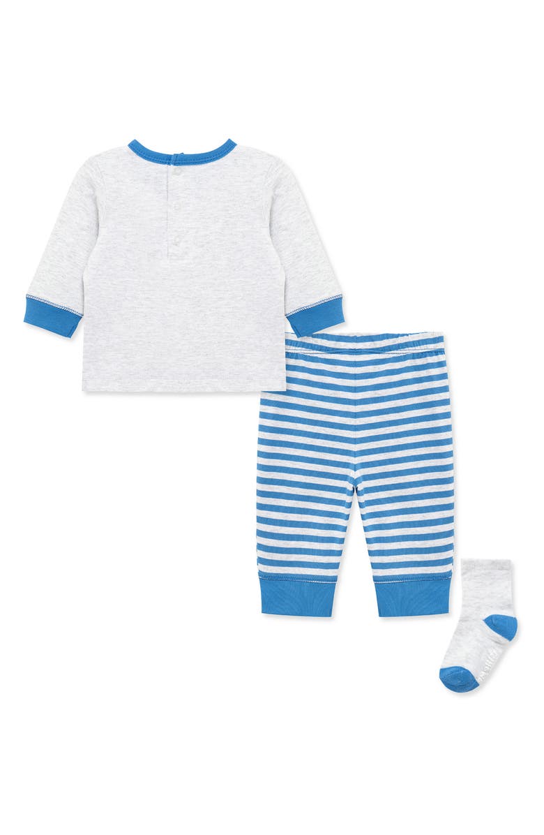 Little Me Work Zone Embroidered Shirt, Pants & Socks Set, Alternate, color, Blue Stripe