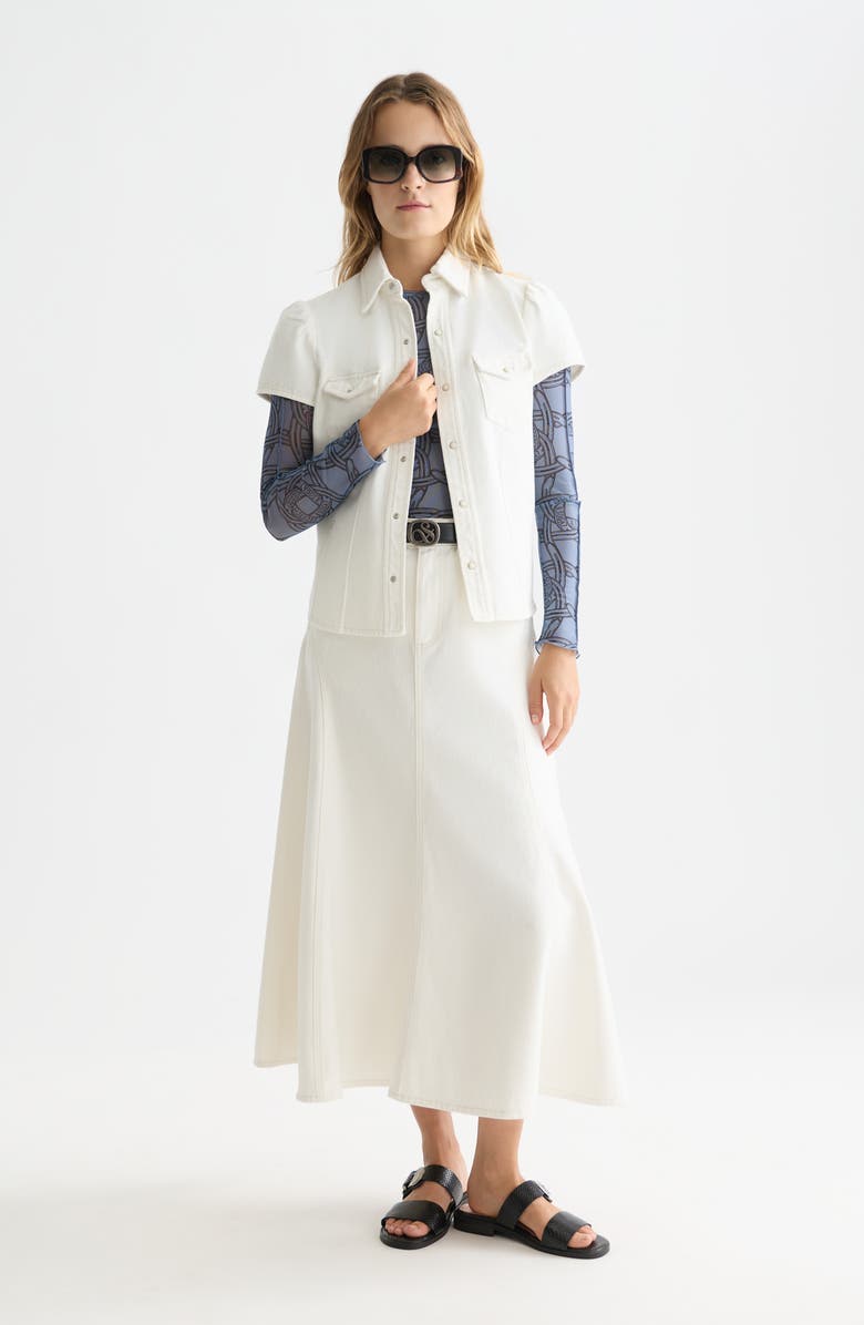 Scotch & Soda Puff Shoulder Denim Shirt, Alternate, color, Stardust White