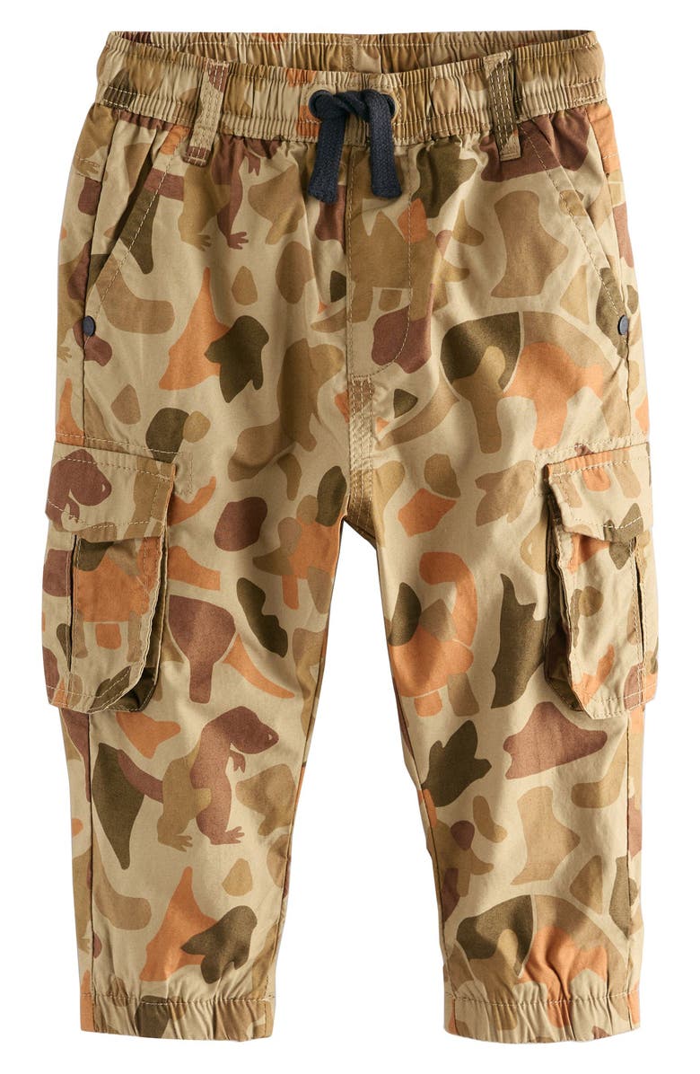 NEXT Kids' Dinosaur Camo Cotton Cargo Pants, Main, color, Brown Multi