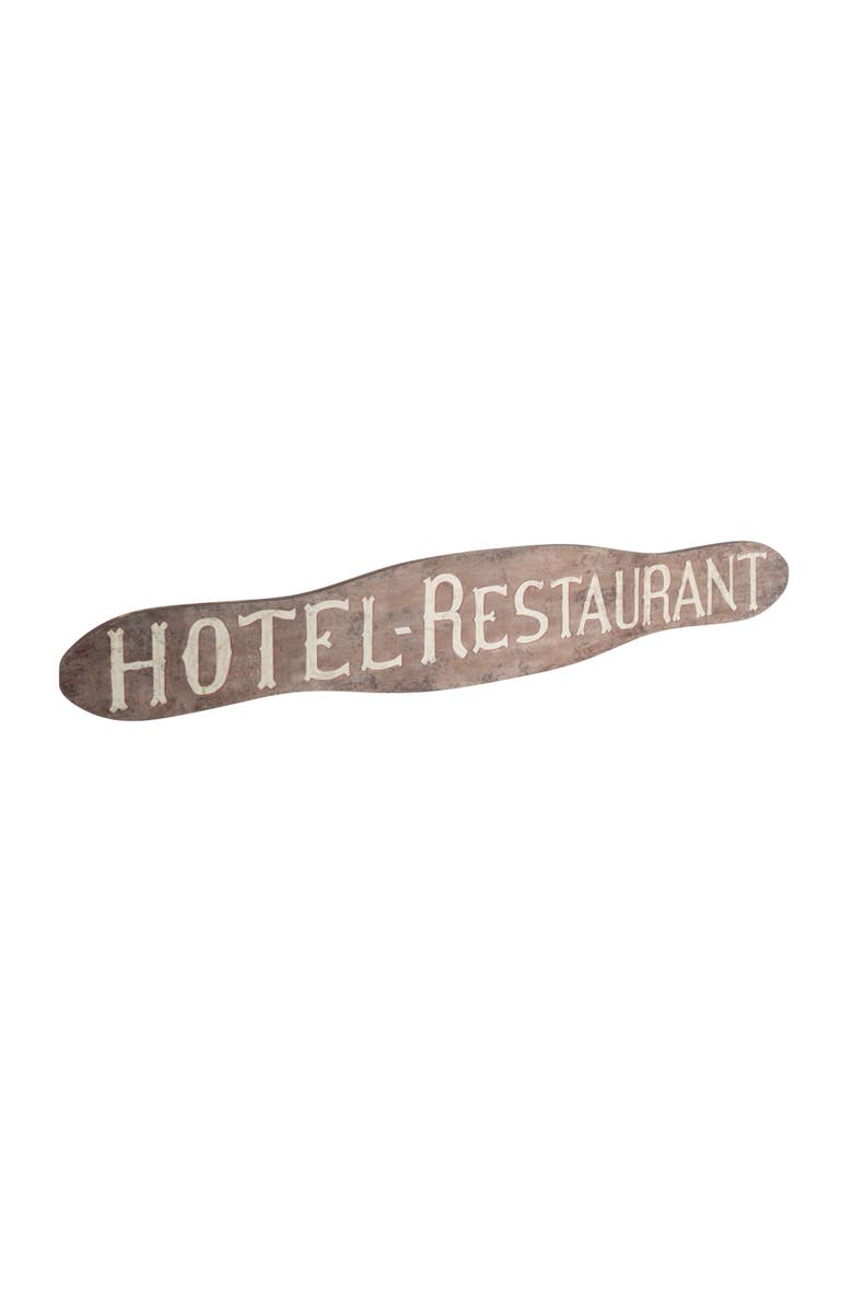 Storied Home Vintage Wood "Hotel Restaurant" Wall Art, Natural, Main, color, Cream