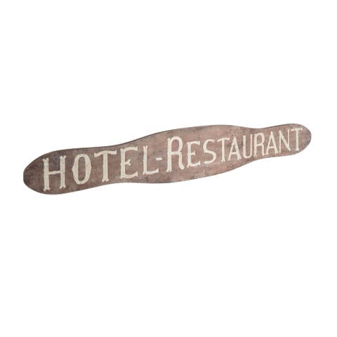 Vintage Wood "Hotel Restaurant" Wall Art, Natural