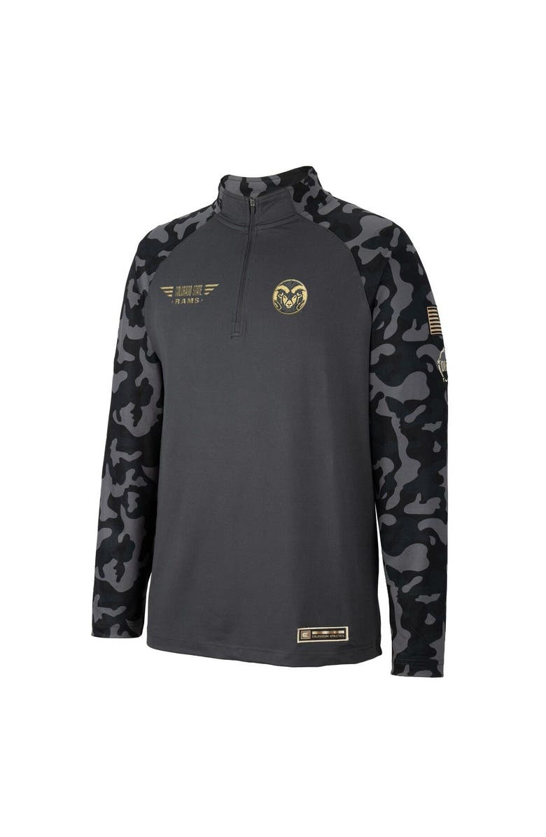 COLOSSEUM Men's Colosseum Charcoal Colorado State Rams OHT Military Appreciation Long Range Raglan Quarter-Zip Jacket, Alternate, color, Charcoal