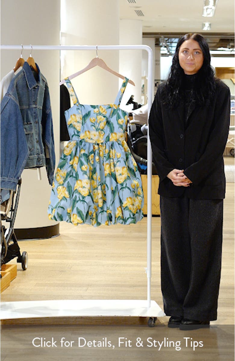 Floral Square Neck Bubble Hem Cocktail Minidress, sales video thumbnail