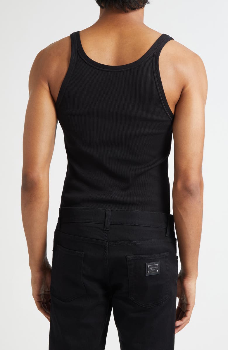 Dolce&Gabbana Embroidered Logo Rib Tank, Alternate, color, N0000 Nero