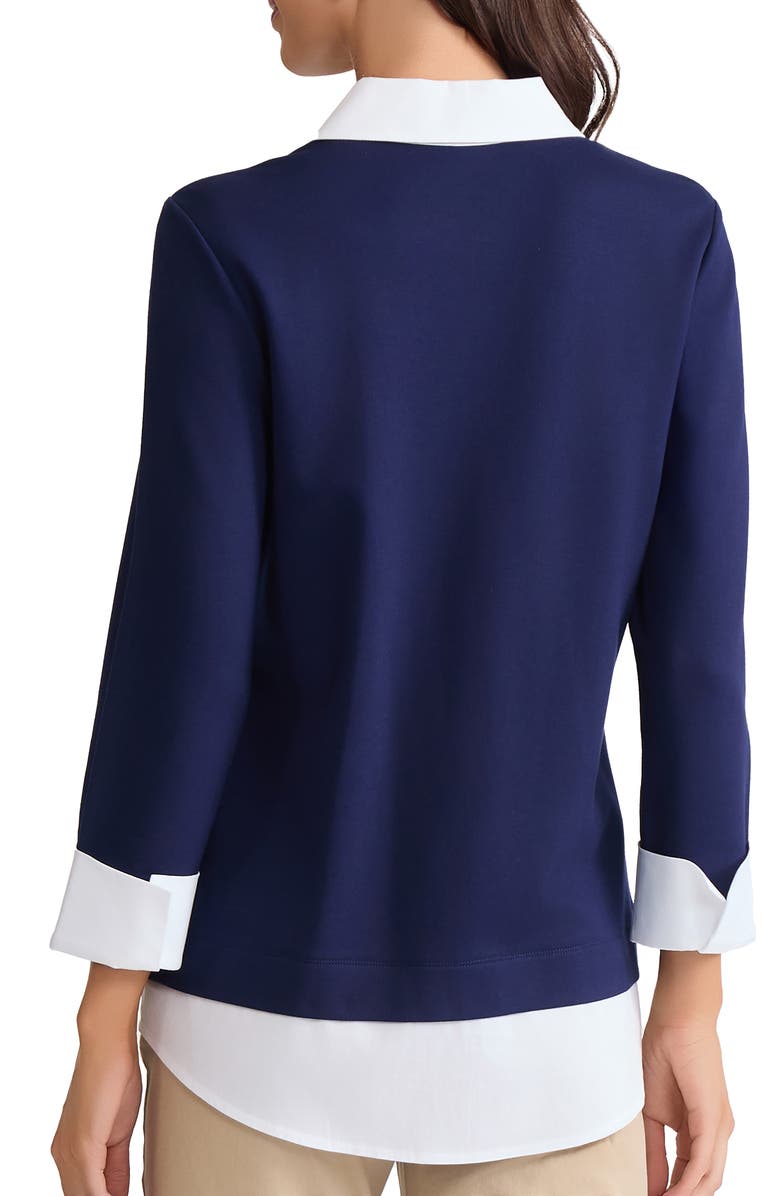 Jones New York Twofer Sweater, Alternate, color, Pacific Navy/ Nyc White