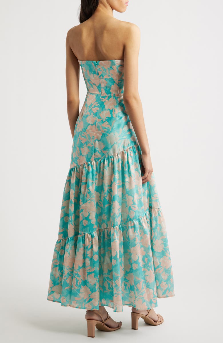 Hutch Phoebe Strapless Maxi Cocktail Dress, Alternate, color, Teal Floral