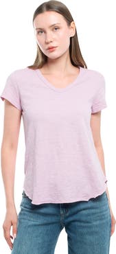 WILT Clothing Short Sleeve Shrunken V-Neck Shirttail Top