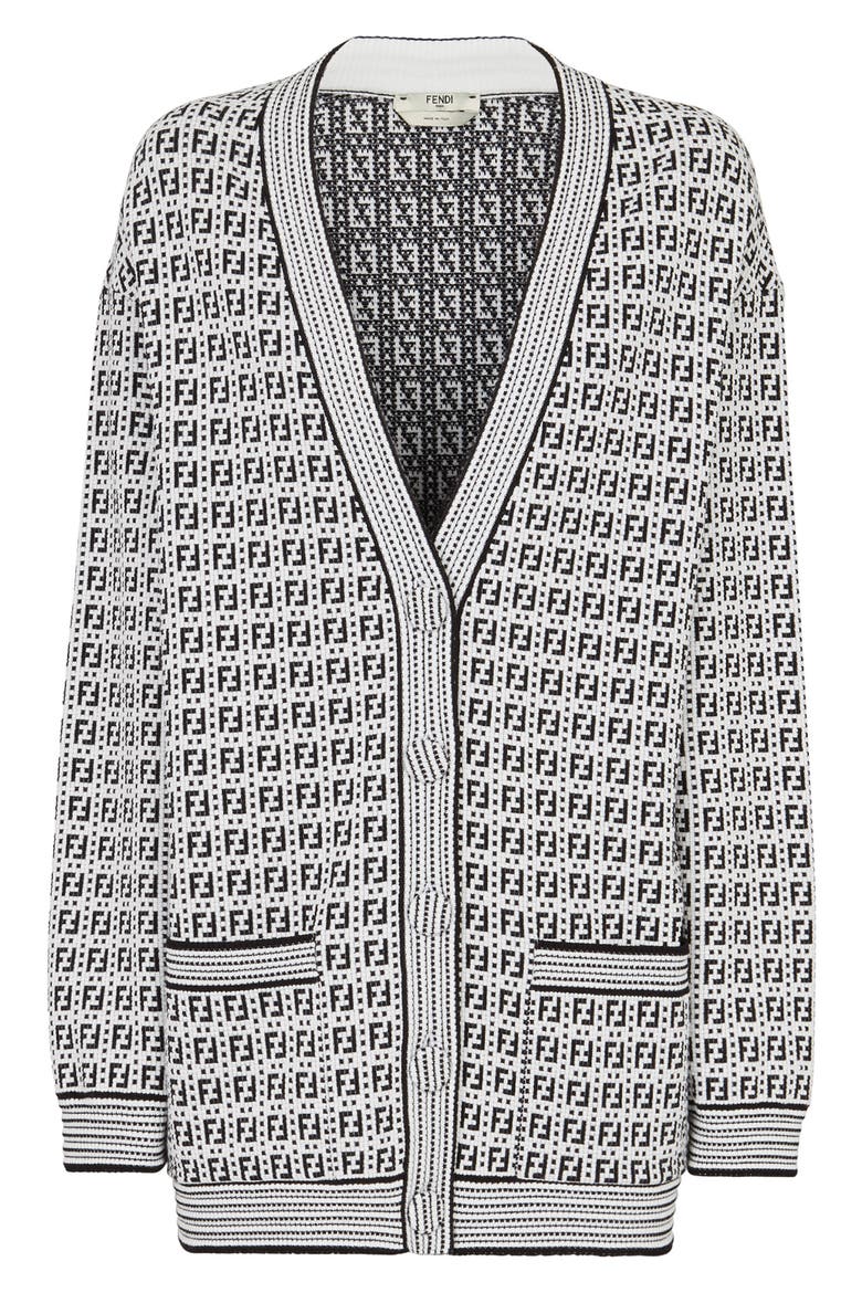 Double-F Long Cardigan, Main, color, WHITE