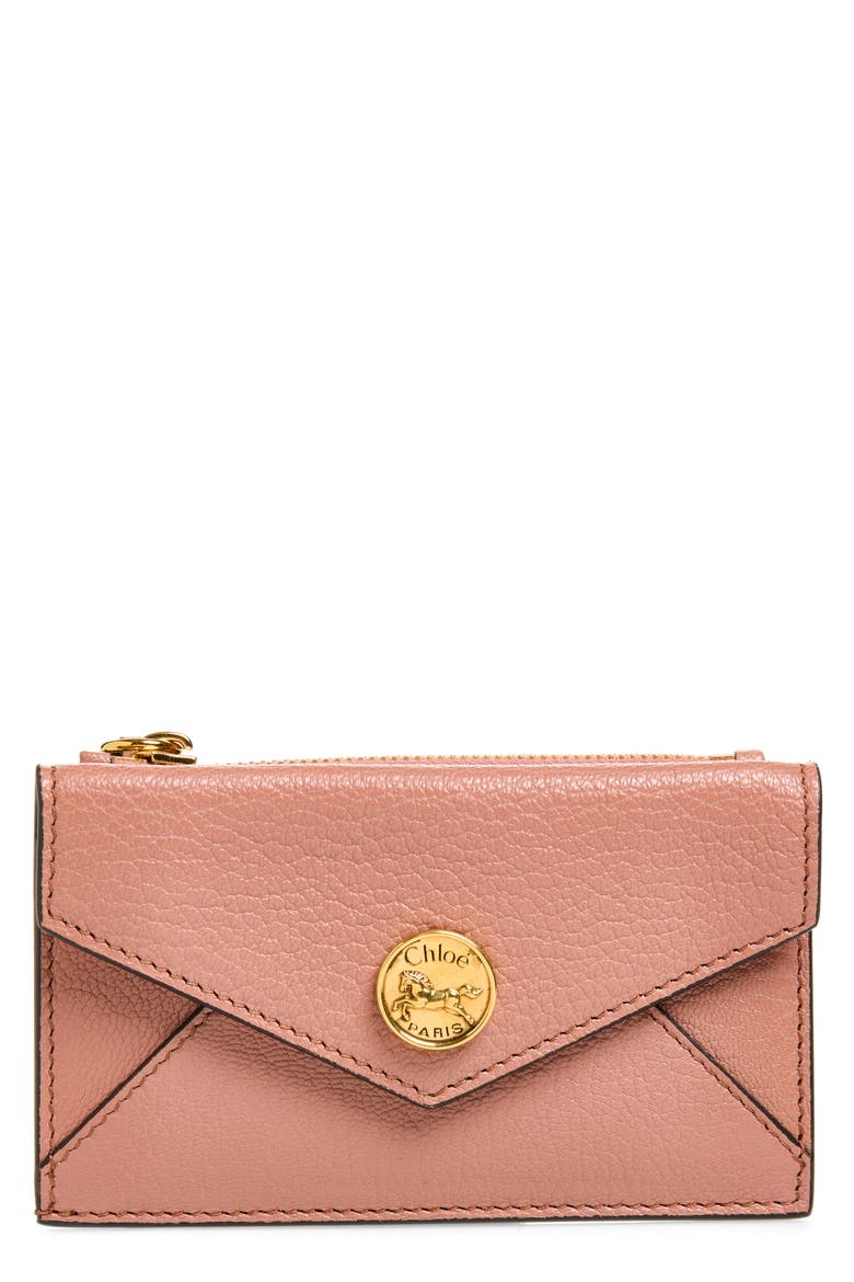 Small Leather Envelope Wallet, Main, color, NOUGAT