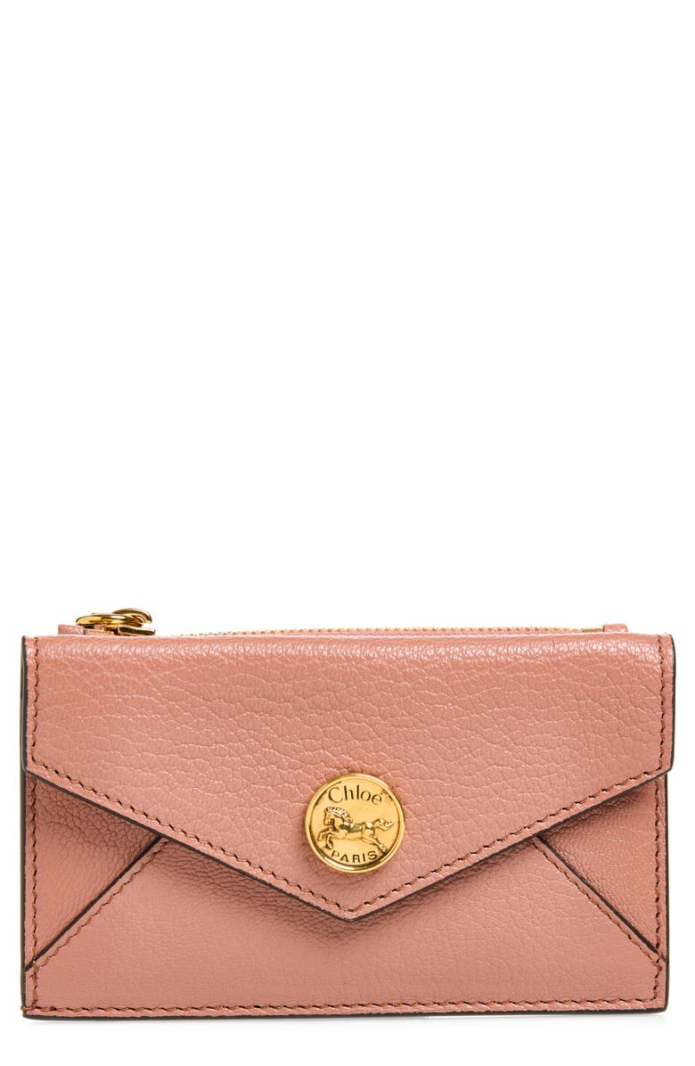 Chloé Small Leather Envelope Wallet, Main, color, Nougat