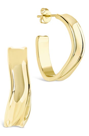 Sterling Forever Dayton Abstract Twist Hoop Earrings In Gold