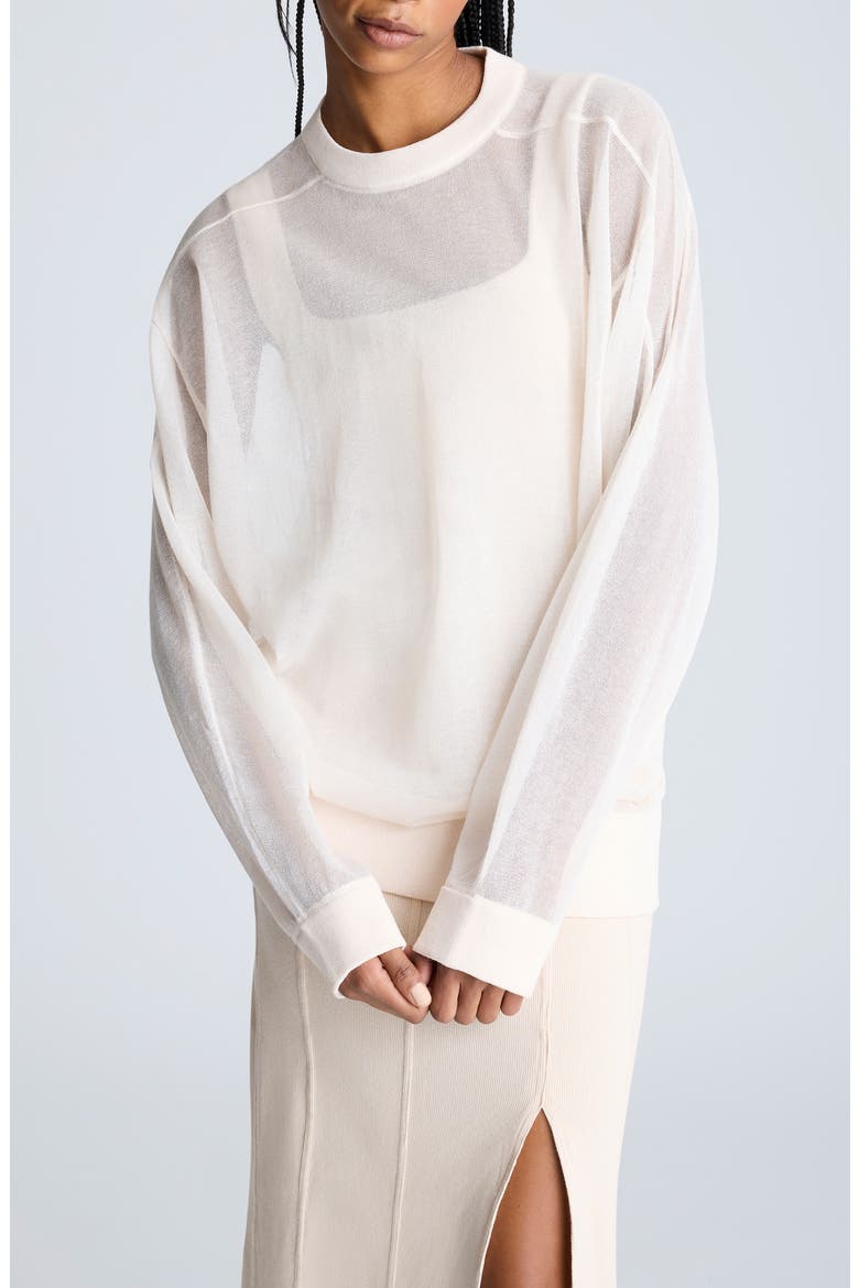 Oversize Sheer Crewneck Top, Main, color, OYSTER