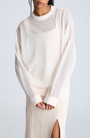 Kenneth Cole Oversize Sheer Crewneck Top