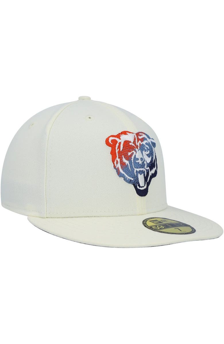 New Era Men's New Era Cream Chicago Bears Chrome Color Dim 59FIFTY Fitted Hat, Alternate, color,