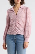 Adrianna Papell Ruched Burnout Button-Up Shirt