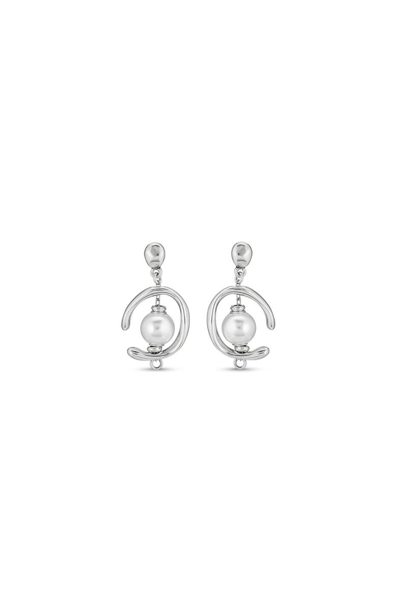 UNODE50 Sterling silver-plated hoop earrings with pearl, Main, color, Silver