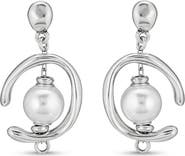 UNODE50 Sterling Silver-Plated Hoop Earrings with Pearl