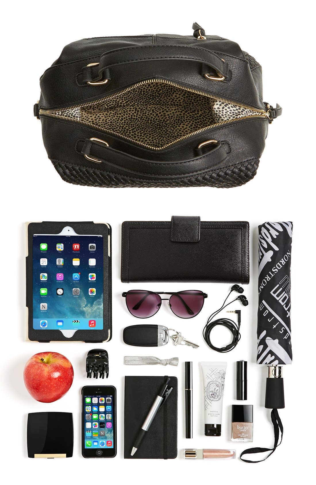 Sole Society 'Paxley' Woven Faux Leather Satchel, Alternate, color, 