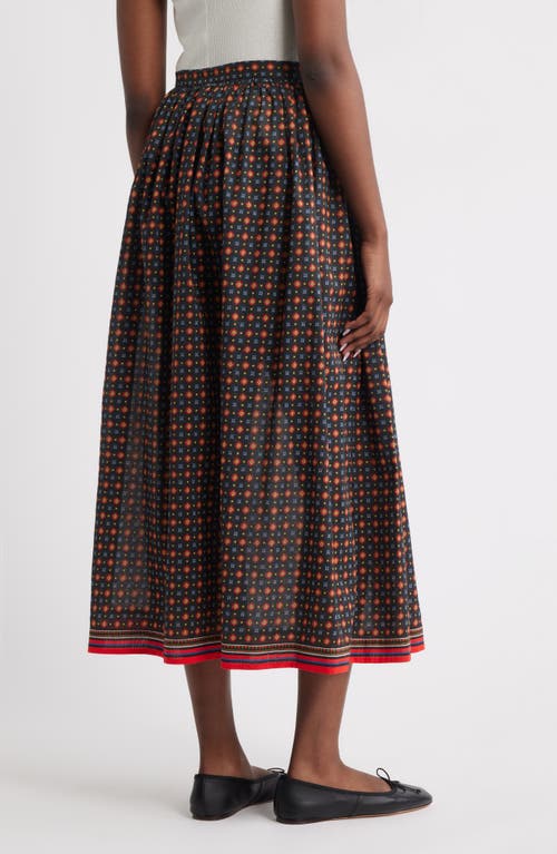 Doen Dôen Marciette Foulard Print Organic Cotton Maxi Skirt In Brown