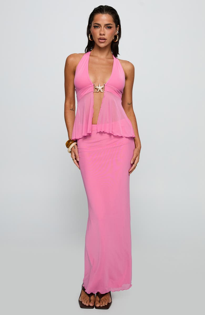Princess Polly De Angelo Mesh Maxi Skirt, Alternate, color, Pink