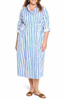 NIC+ZOE Jamie Oasis Stripe Long Sleeve Shirtdress