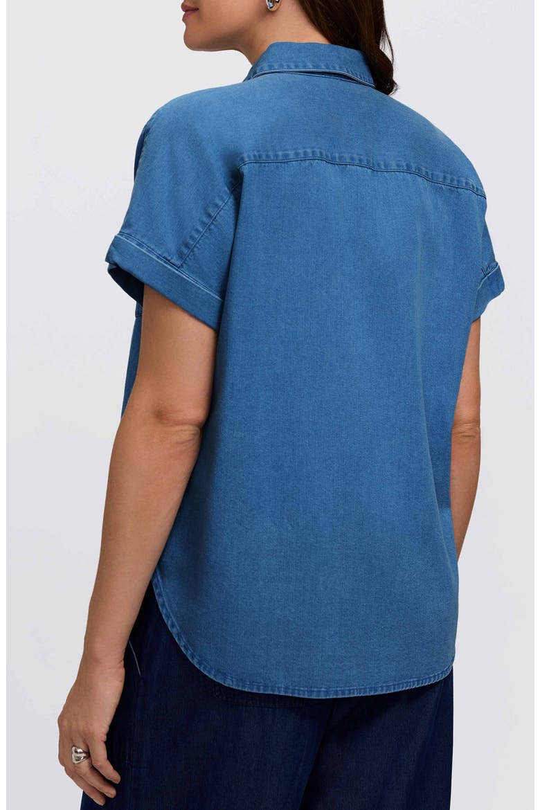 Abigail Short Sleeve Denim Button-Up Shirt, Alternate, color, MEDIUM WASH BLUE