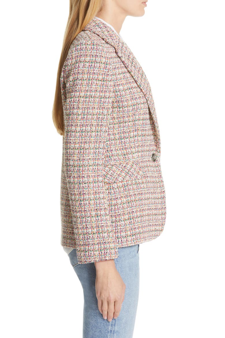 Colorful Tweed Blazer, Alternate, color, ORANGE