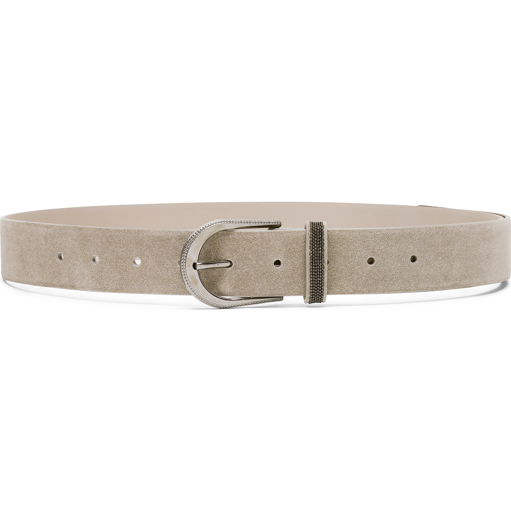 Brunello Cucinelli Suede Belt In Sand