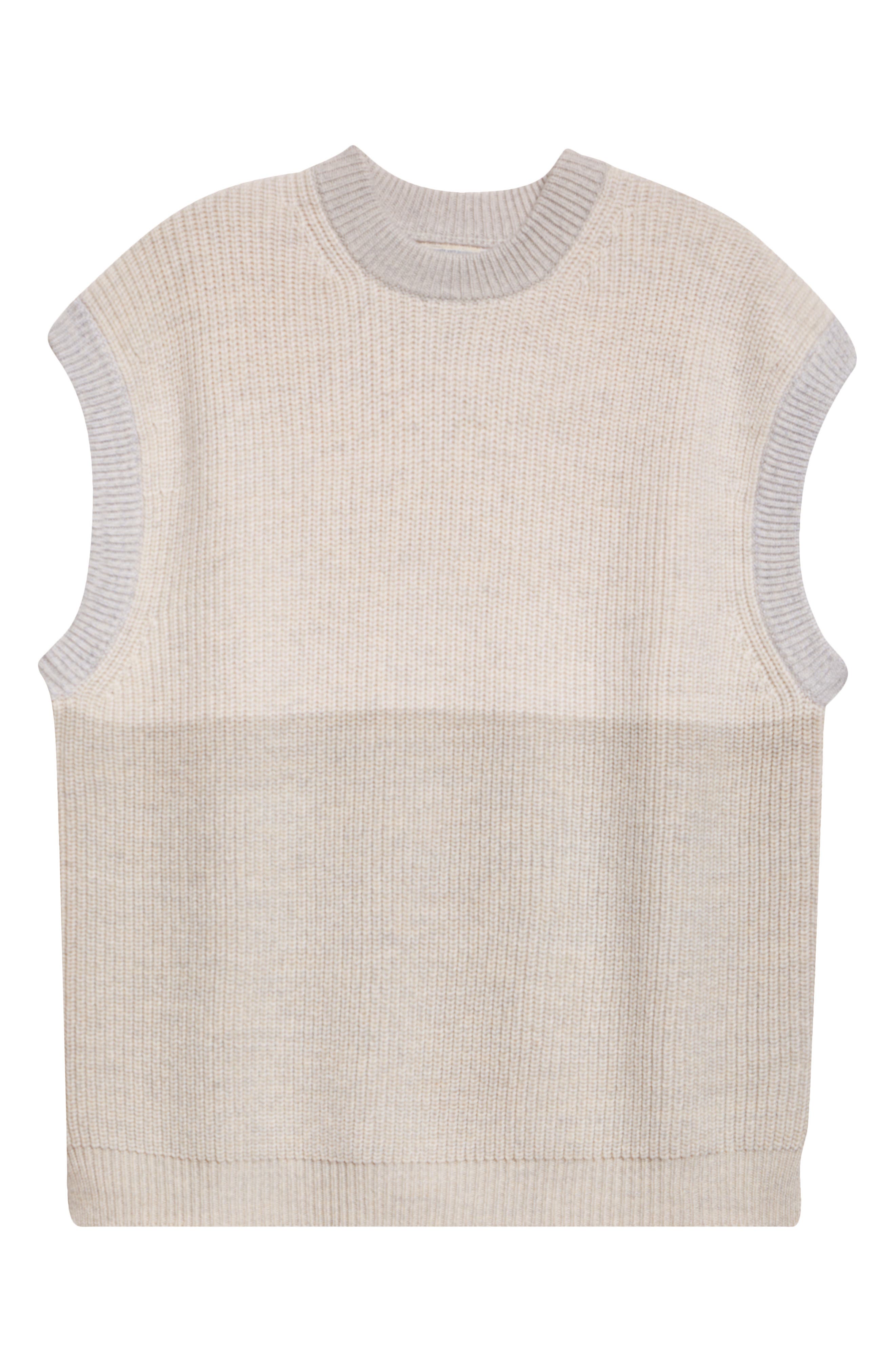 Waste Yarn Project Oda Colorblock One of a Kind Crewneck Sweater Vest in Tonal White 