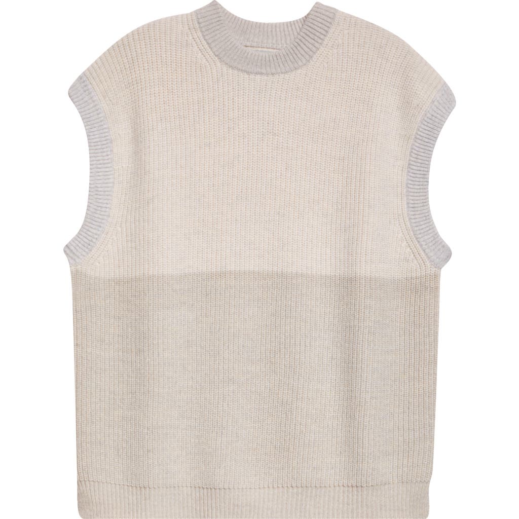 Waste Yarn Project Oda Colorblock One of a Kind Crewneck Sweater Vest in Tonal White  product