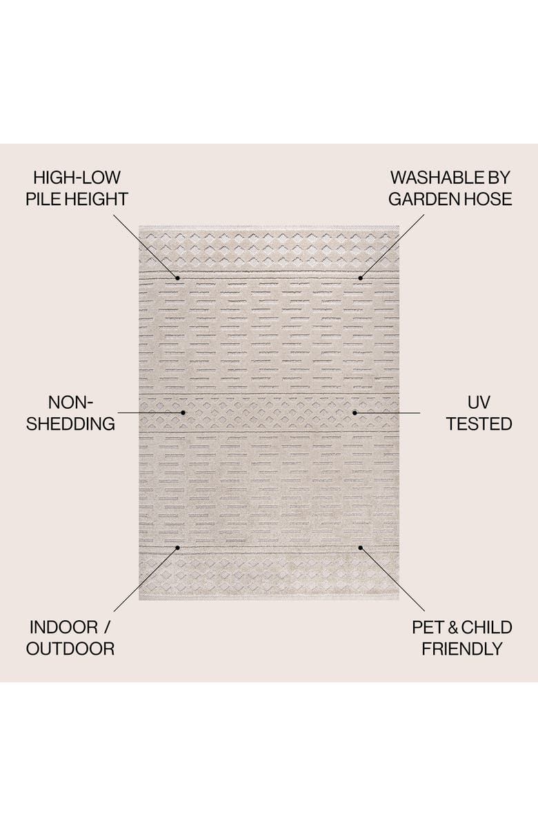 JONATHAN Y Xlendi High-Low Pile Moroccan Geometric Indoor/Outdoor Area Rug, Alternate, color, Beige