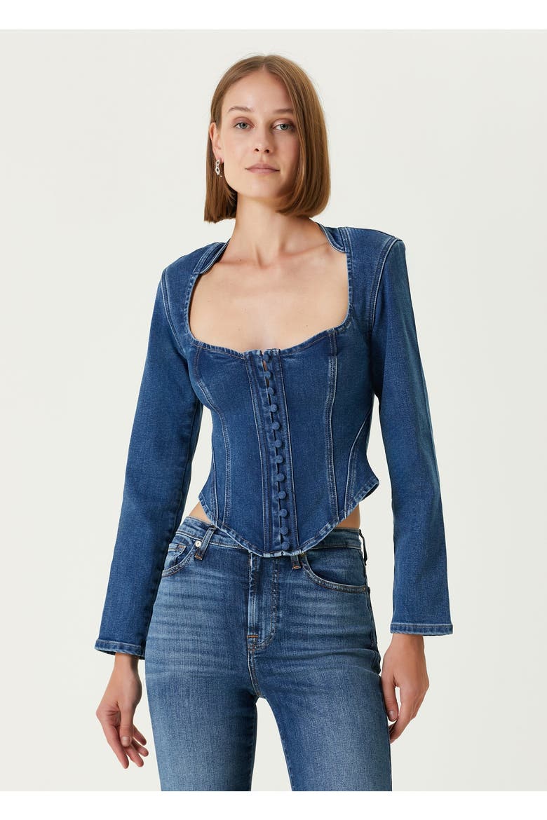 Your *Itch Corset Denim Corset Top, Alternate, color, BLUE
