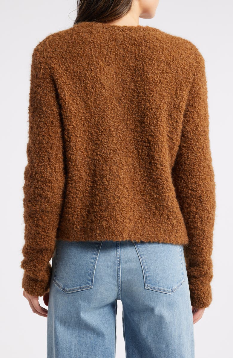 FRAME Patch Pocket Bouclé Cardigan, Alternate, color, Camel