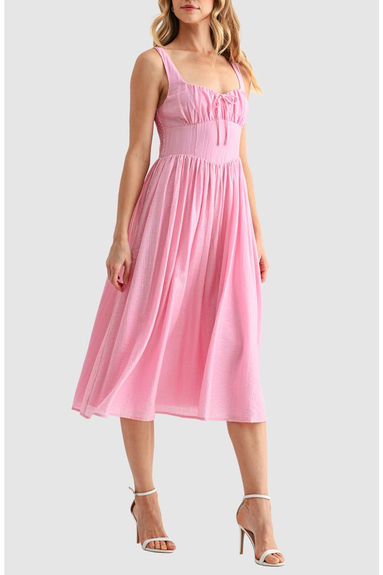 Set-In Waist Midi Dress, Alternate, color, PINK