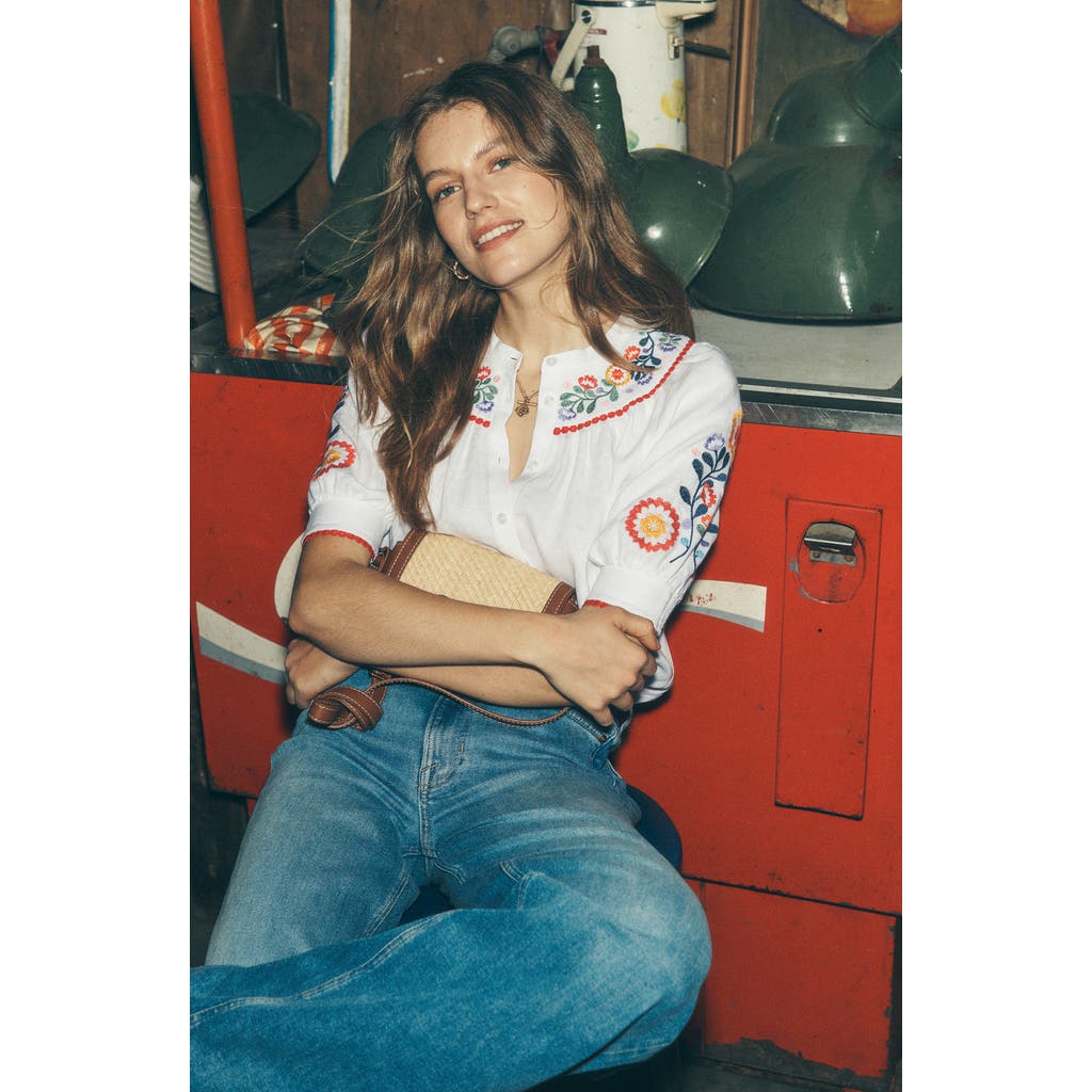 Shop Boden Bea Embroidered Linen Top
