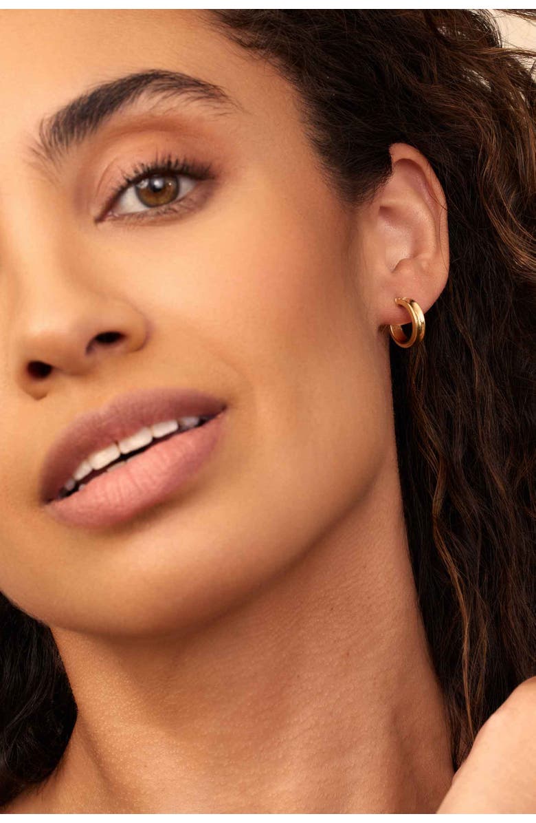 Oradina 18K Yellow Gold Half Pipe Hoops, Alternate, color, Yellow Gold